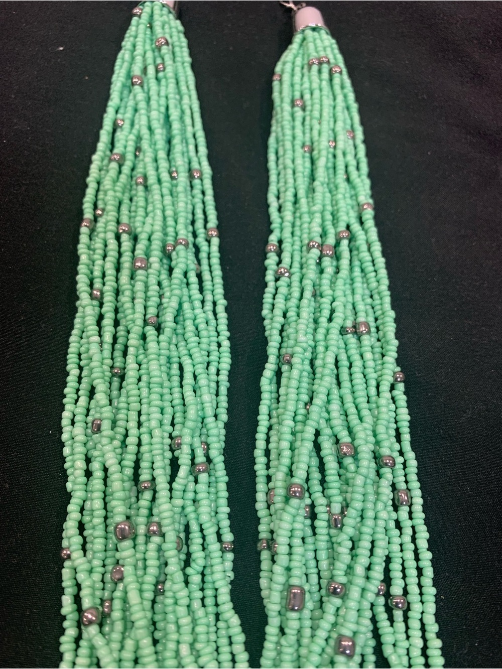 Green Beaded Multi-Strand Necklace and Earrings Set - Picture 4 of 5